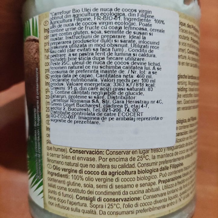 photo of Carrefour Bio bio coconut oil shared by @goe on  20 Nov 2022 - review