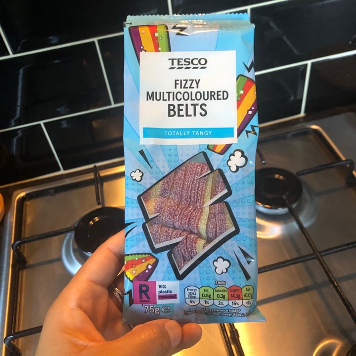 photo of Tesco Fizzy multicoloured belts shared by @southernveganupnorth on  16 Oct 2020 - review