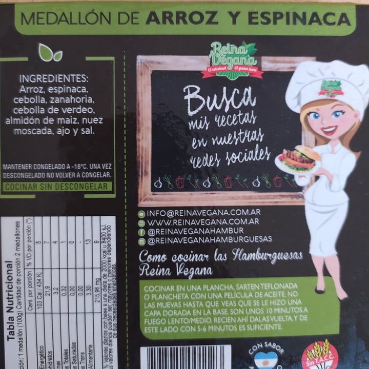 review photo of Reina Vegana Medallón de Arroz y Espinaca shared by @benin on 14 Apr 2021 - review