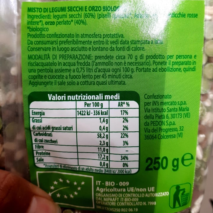 review photo of Bio iN's Zuppa di legumi e orzo Biologica shared by @shirleyviznay on 20 Apr 2021 - review