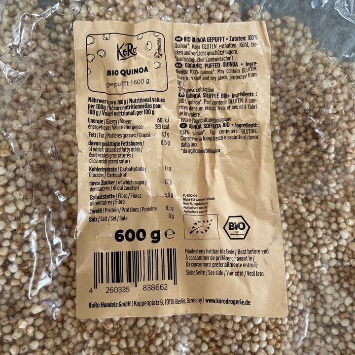 photo of Koro Quinoa Soffiata Bio shared by @clalopre on  07 Jul 2022 - review