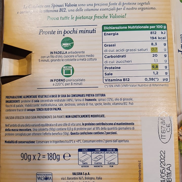 review photo of Valsoia Cotolette con spinaci shared by @sofia9 on 11 Apr 2022 - review