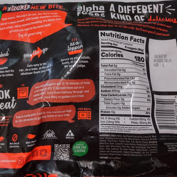 review photo of Alpha Foods Plant-Based Nuggets - Sizzlin' Spicy Chik'n shared by @smartassvegan on 09 Jul 2022 - review