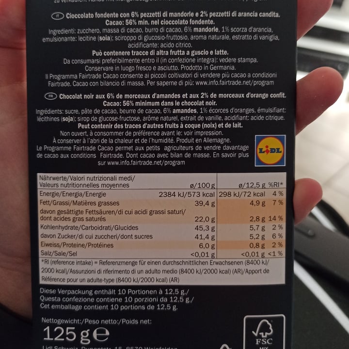 photo of J. D. Gross Almond & Orange 56% cacao shared by @camillavergani on  06 Apr 2022 - review