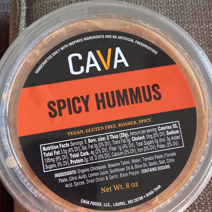 photo of Cava Spicy Hummus shared by @pintocarolineluc on  05 Jul 2022 - review
