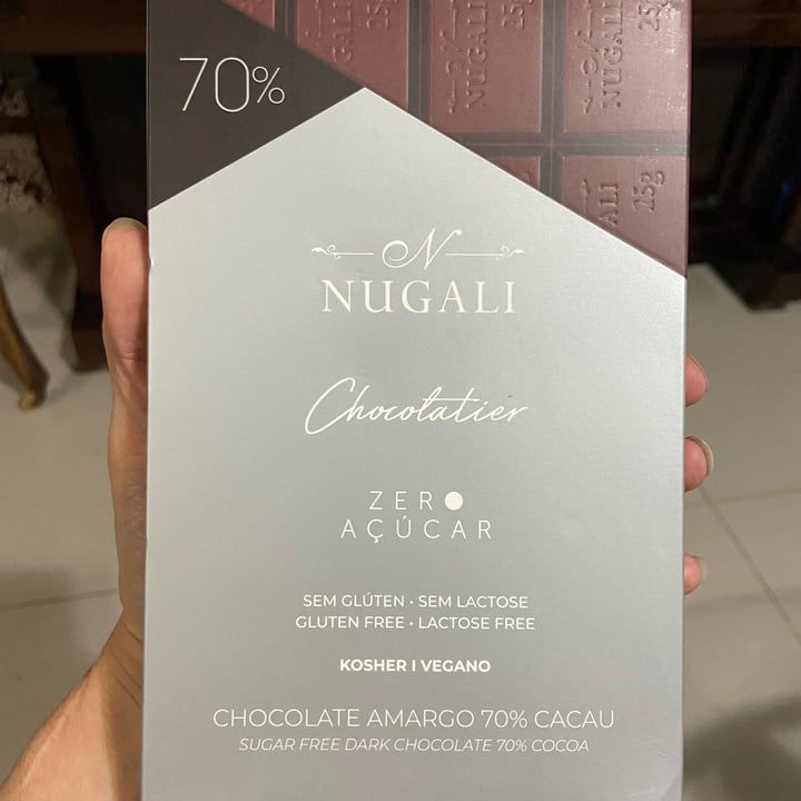 photo of Nugali Chocolates  Ind. Com. Ltda Chocolate Amargo 70% Cacau Zero Açúcar shared by @anavieira on  19 Apr 2022 - review