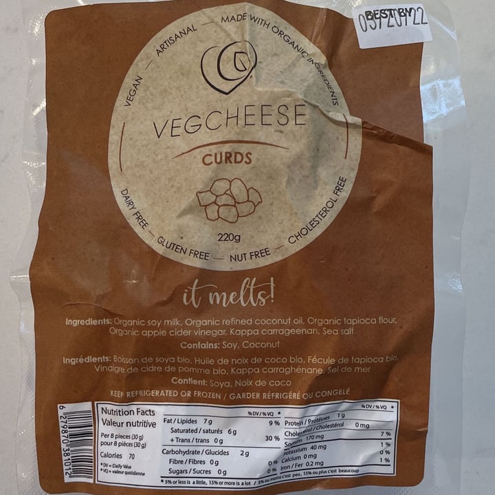 photo of VEGCHEESE Cheese Curds shared by @marilynevegan on  01 Mar 2022 - review