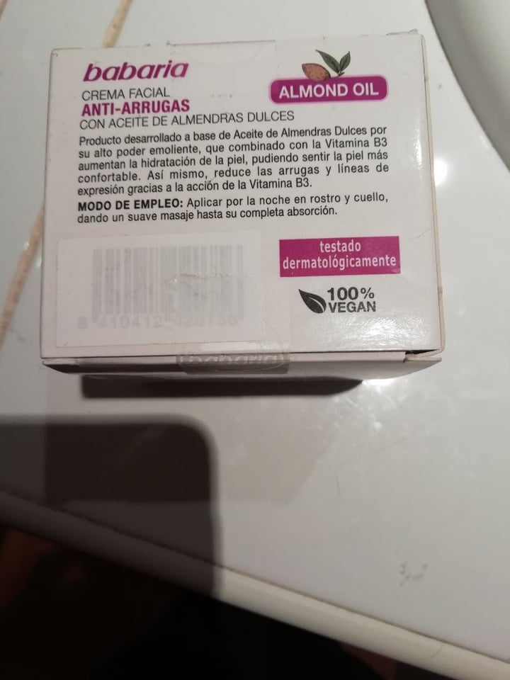 photo of Babaria Bio  Crema facial shared by @veganmodeon on  12 Apr 2020 - review