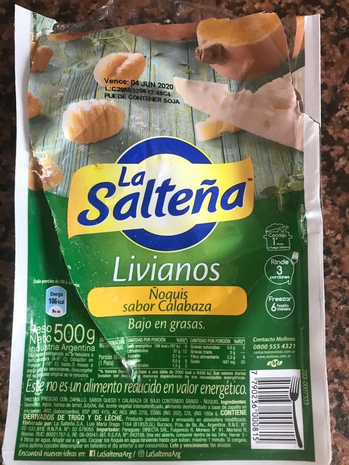 photo of La Salteña Ñoquis sabor Calabaza Livianos shared by @nati12 on  05 Apr 2020 - review