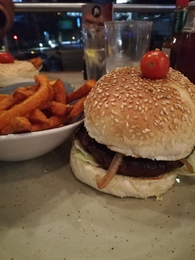 Photo of the dish “Beyond Burger with Sweet Potato Fries”