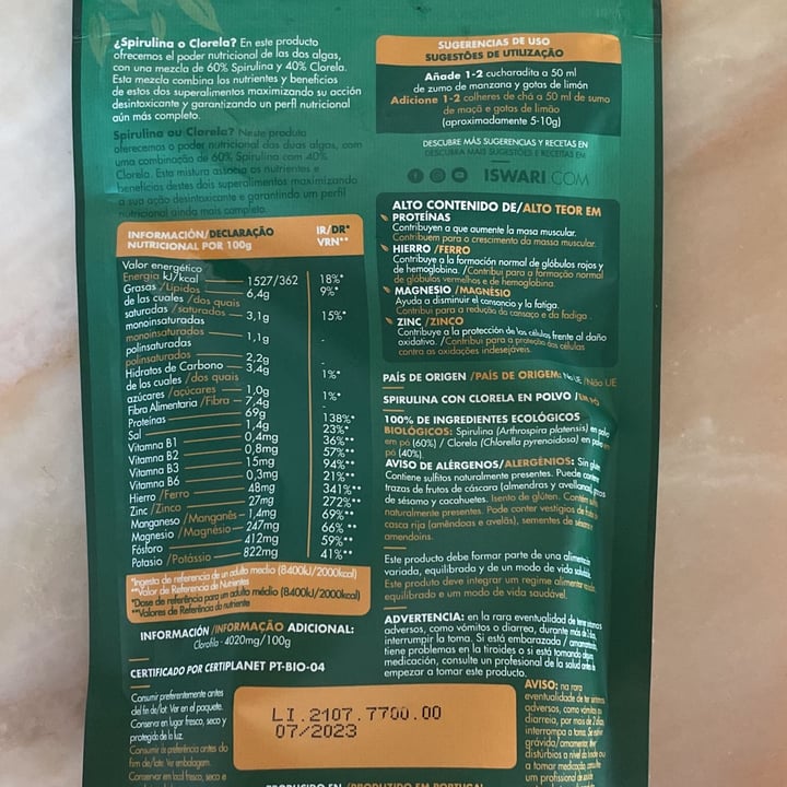 review photo of spirulina spirulina e chlorella shared by @dianatrindade on 10 May 2022 - review