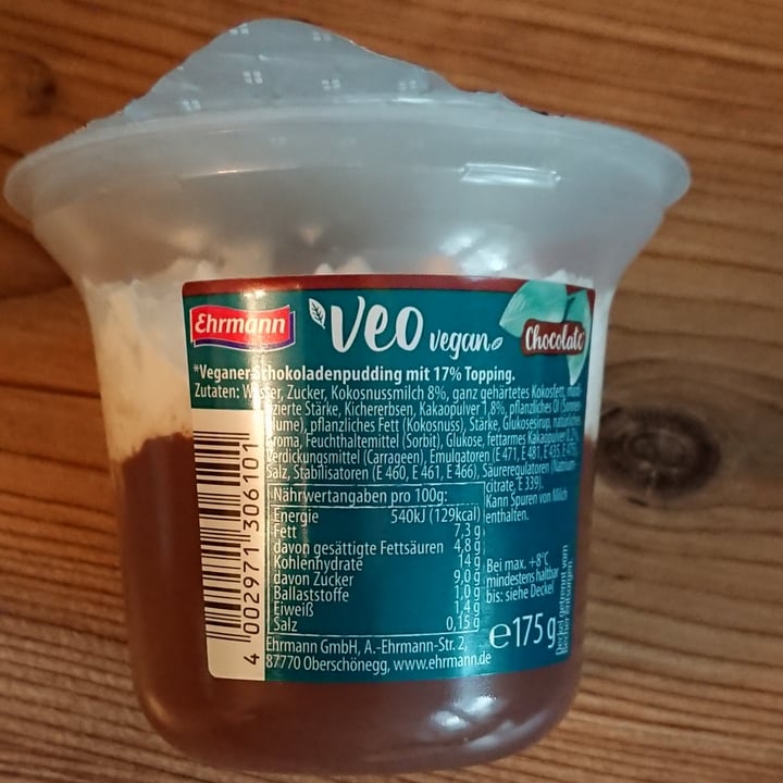 photo of Ehrmann Veo Vegan Chocolate Pudding shared by @4allthehorses on  20 Apr 2022 - review