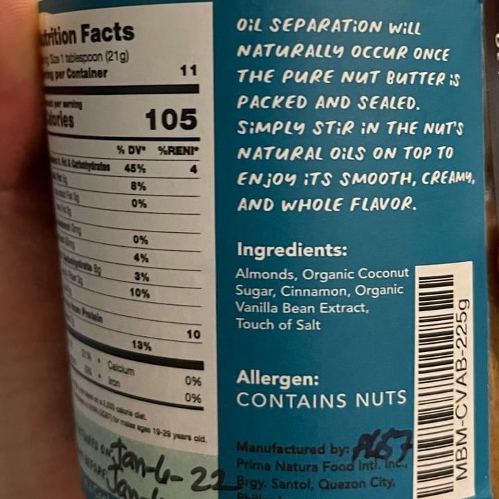 review photo of Made by Maxine Almond butter - cinnamon vanilla shared by @eggryne on 07 Mar 2022 - review