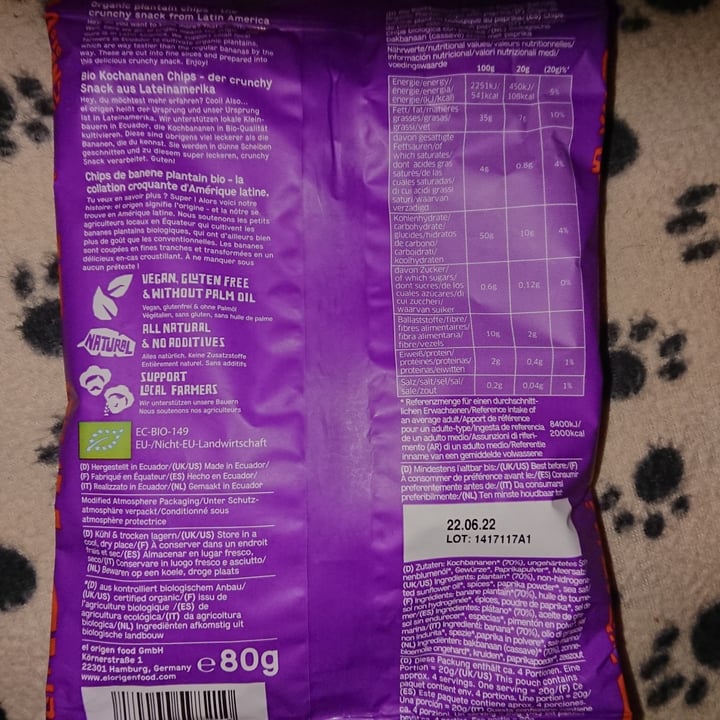 photo of El Origen Organic Plantain Chips - Paprika shared by @4allthehorses on  27 Apr 2022 - review