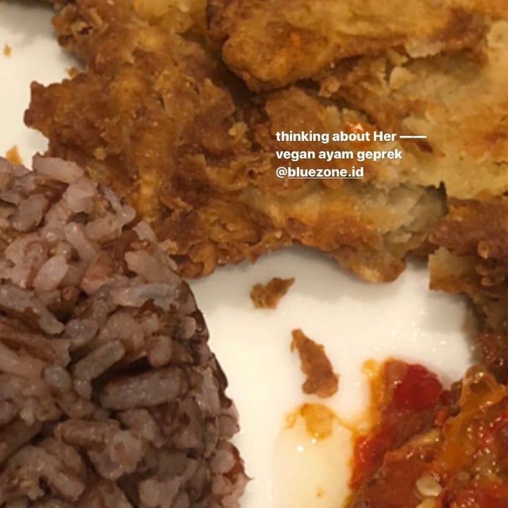 photo of BLUEZONE CENTER Vegan ‘Ayam’ Geprek shared by @keshya on  31 Aug 2020 - review