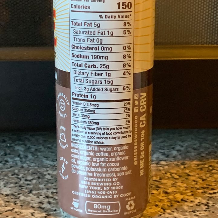 photo of Rise Nitro Brewing Co. Rise Oat Milk Mocha shared by @pablovegano on  23 Jun 2021 - review