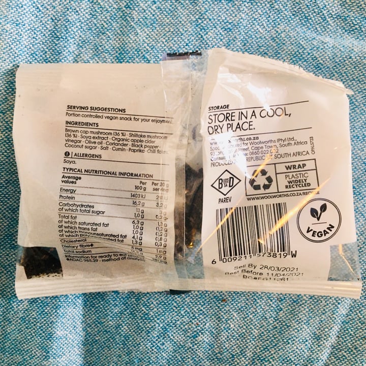 photo of Woolworths Food Mushroom Biltong - Cayenne Flavoured Brown & Shiitake Mushrooms shared by @taz on  31 Mar 2021 - review