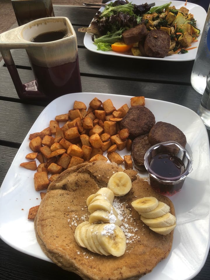 photo of Square Cafe Peanut Butter Vegan Pancake, Soy Sausage, & Home Fries shared by @plantxgrrrl on  09 Apr 2019 - review