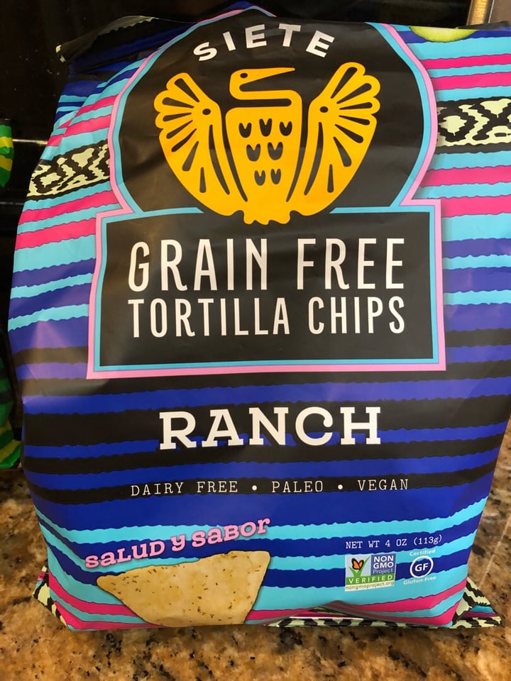 photo of Siete Family Foods Grain Free Tortilla Chips Dairy Free Ranch shared by @alohaanimalsanctuary on  20 Jan 2020 - review