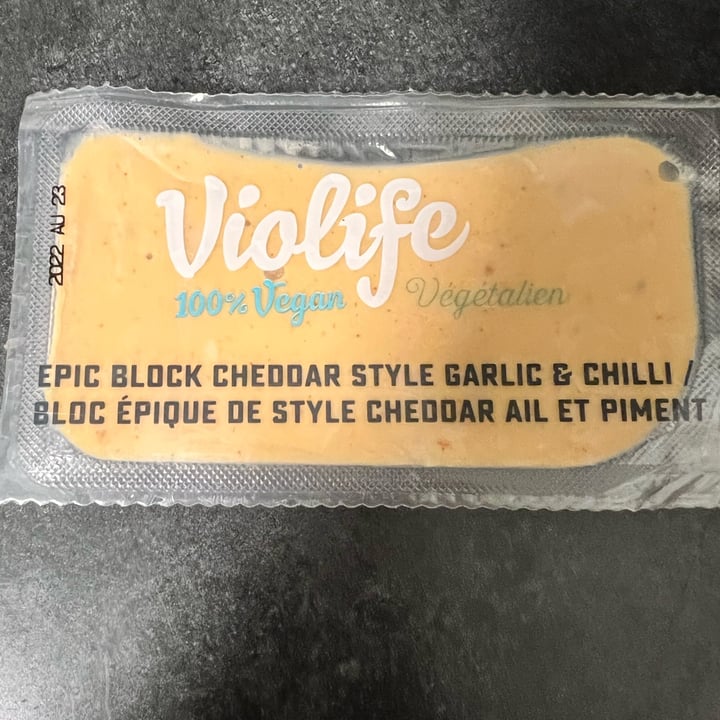 photo of Violife Epic Block Cheddar Style Garlic & Chilli shared by @veganmika on  06 Feb 2022 - review