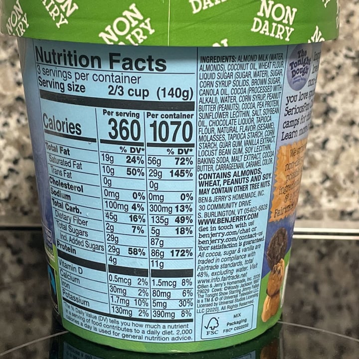 review photo of Ben & Jerry's The Tonight Dough Non-Dairy Frozen Dessert shared by @choliebot on 22 Nov 2021 - review