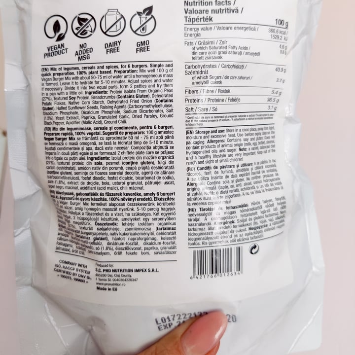 review photo of Pro nutrition Vegan Burger Mix shared by @andreiushka on 01 Oct 2021 - review