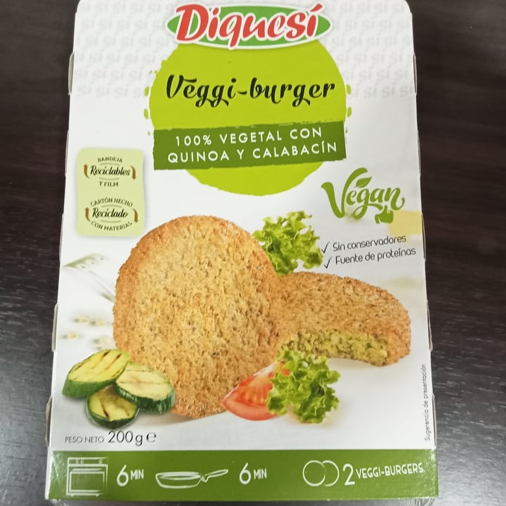 photo of Diquesí Veggi-burger 100% Vegetal Con Quinoa Y Calabacín shared by @saritrini on  30 Jun 2022 - review