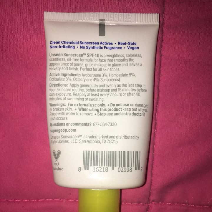 photo of Supergoop! Unseen Sunscreen SPF 40 shared by @caroacosta on  16 Aug 2021 - review