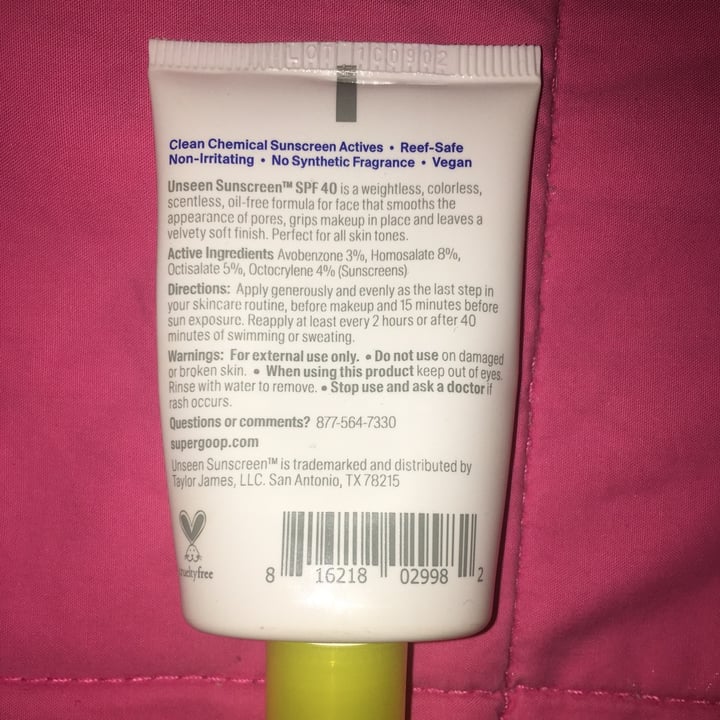 review photo of Supergoop! Unseen Sunscreen SPF 40 shared by @caroacosta on 16 Aug 2021 - review