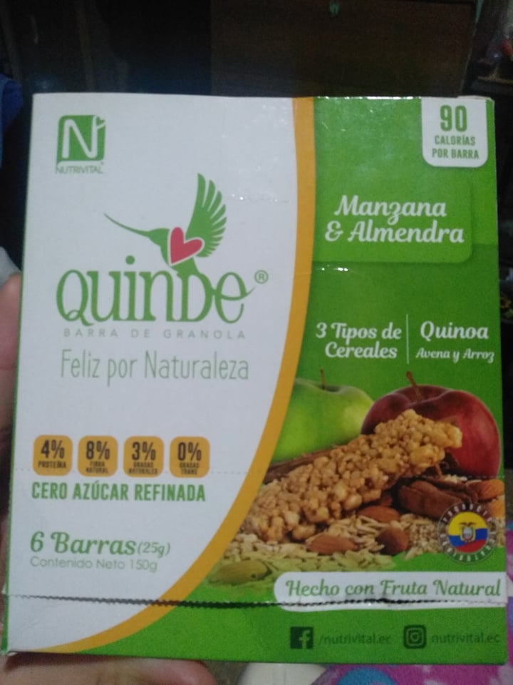 review photo of Quinde Barra de granola, quinoa, avena y arroz shared by @katherinevegi on 04 Jul 2020 - review