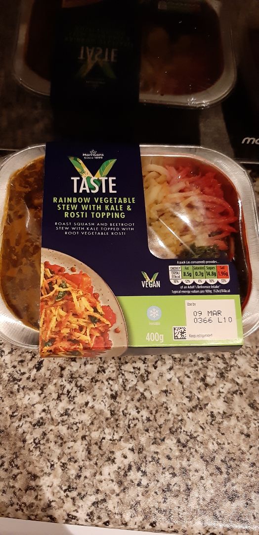 photo of Morrisons Rainbow Vegetable Stew With Kale and Rosti Topping shared by @skito1987 on  07 Mar 2020 - review