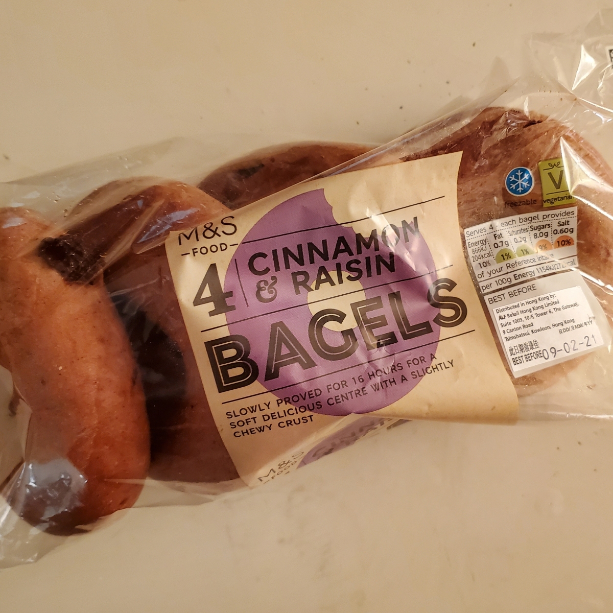 Cinnamon & Raisin Bagels from Marks & Spencer Food (M&S) - Vegan ...