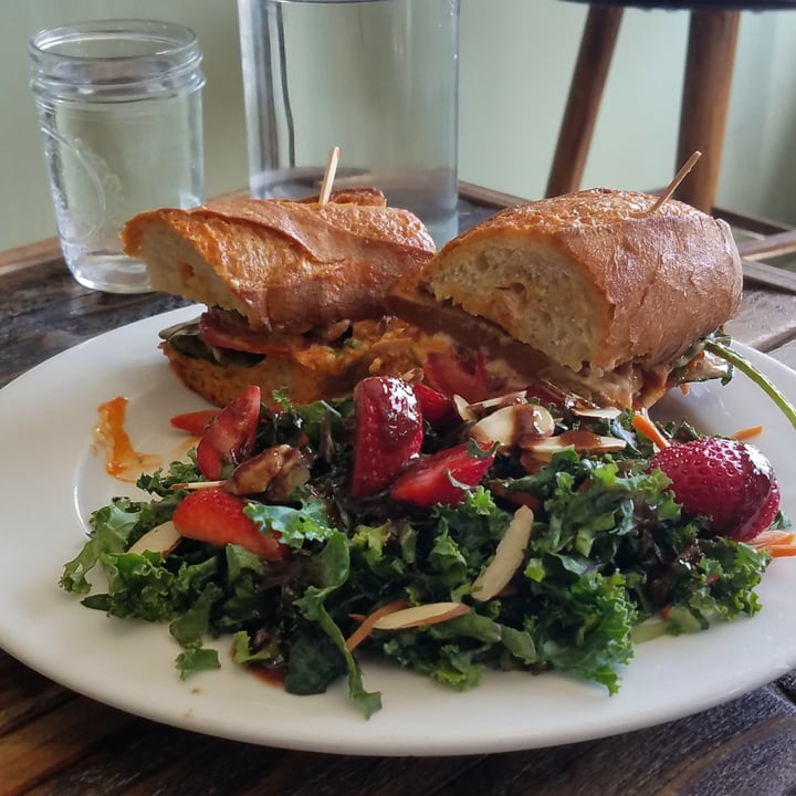 photo of Two Mammas' Vegan Kitchen Spicy soy chicken sandwich with kale salad shared by @eriluc on  07 Nov 2020 - review