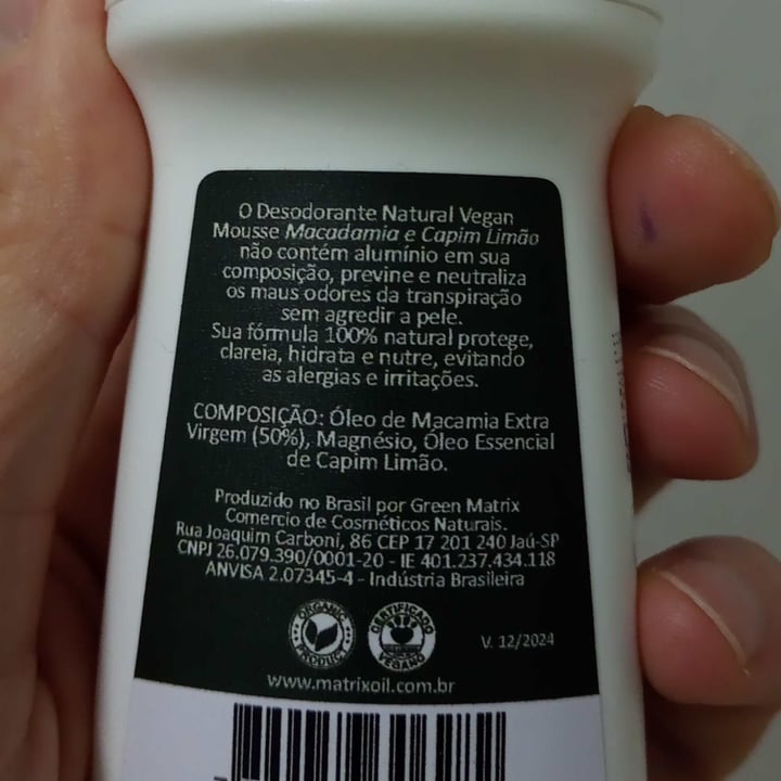 review photo of Green Matrix Desodorante shared by @geraldinhogovegan on 30 Jan 2022 - review