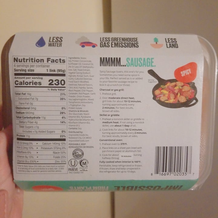 review photo of Impossible Foods Spicy Sausage Links shared by @babydolldaydreams on 30 Aug 2022 - review