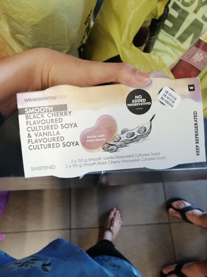 photo of Woolworths Food Smooth Black Cherry Flavoured Cultured Soya shared by @karamikayla on  09 Nov 2019 - review