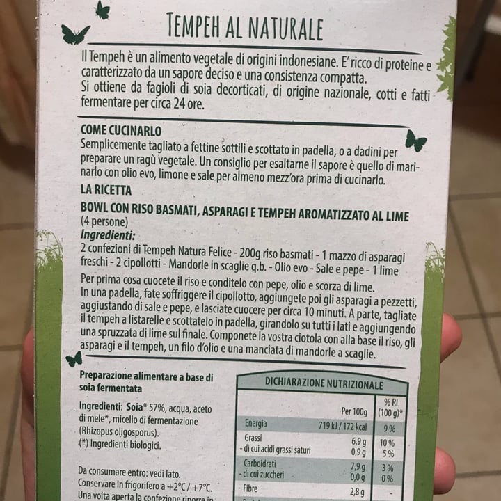 photo of Natura Felice Bio tempeh al naturale shared by @annapaolaserio on  18 Feb 2022 - review