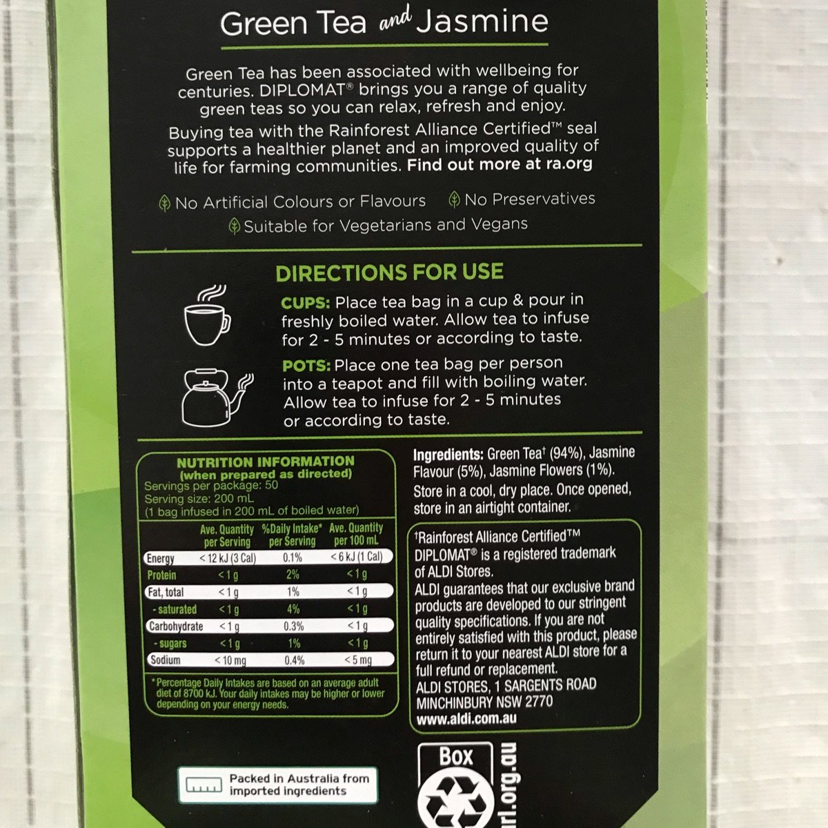 Diplomat Green Tea and Jasmin Reviews abillion