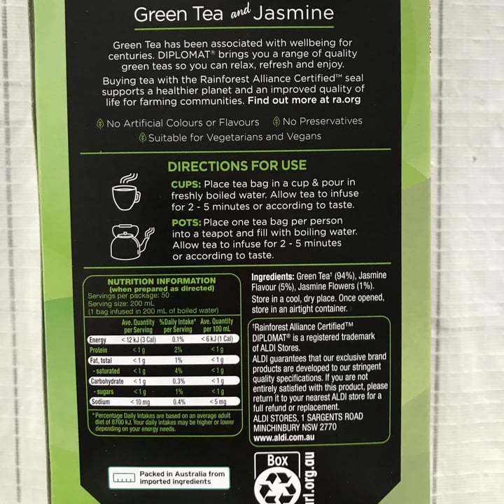 review photo of Diplomat Green Tea and Jasmin shared by @aleessandra on 07 May 2022 - review