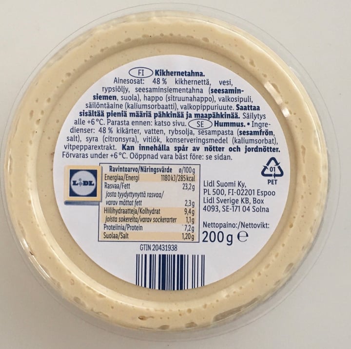 photo of Vemondo  Hummus Naturel shared by @just4notherveg4n on  20 May 2020 - review