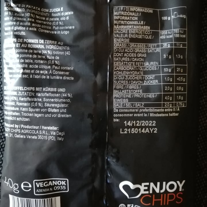 photo of Enjoy Chips Chips vegetali con zucca e rosmarino shared by @felv on  05 Dec 2022 - review