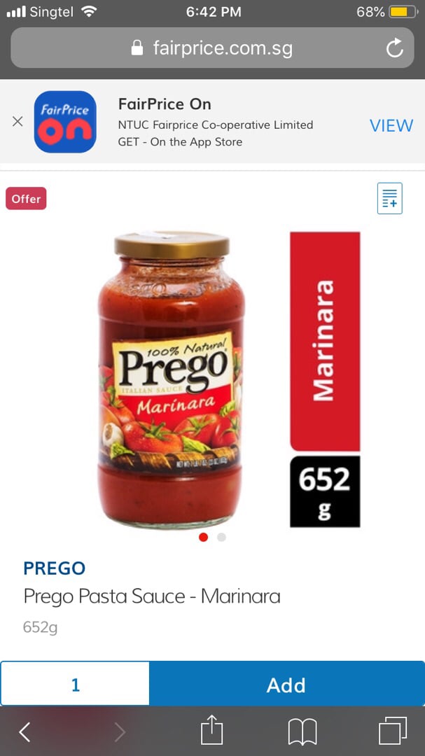 photo of Prego Marinara Italian Sauce shared by @peasfulpea on  02 Feb 2019 - review