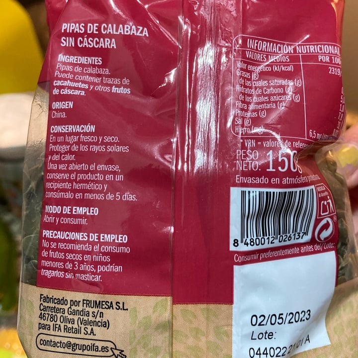 review photo of Ifa eliges Semillas De Calabaza shared by @marujis on 02 Dec 2022 - review