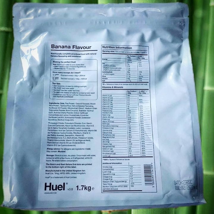 photo of Huel Banana Flavoured Nutritionally Complete Shake shared by @vicious-herbivore on  11 Mar 2021 - review