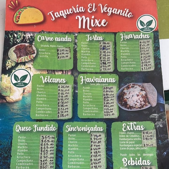 photo of Taqueria El Veganito Menú shared by @chefaleveggie on  26 Jun 2022 - review