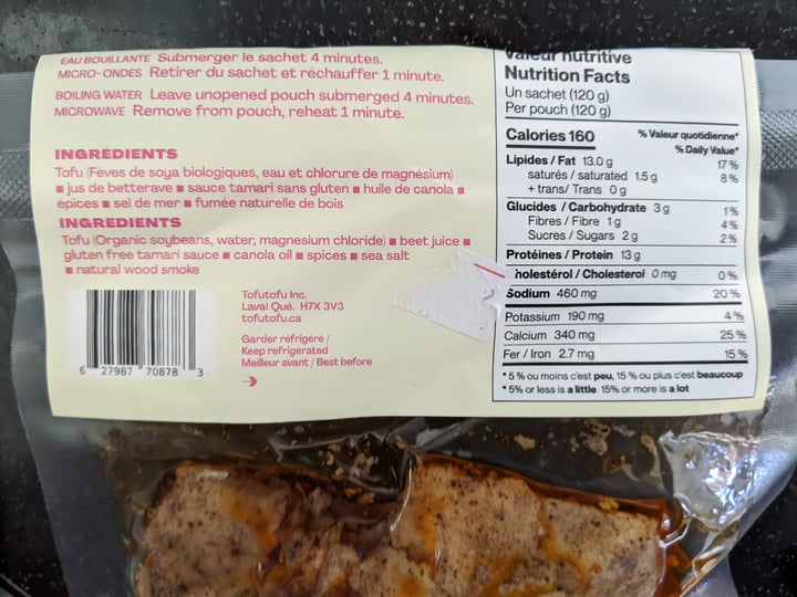 photo of Tofutofu Tofu Fumé Façon Smoked Meat shared by @lcaro on  27 Aug 2022 - review