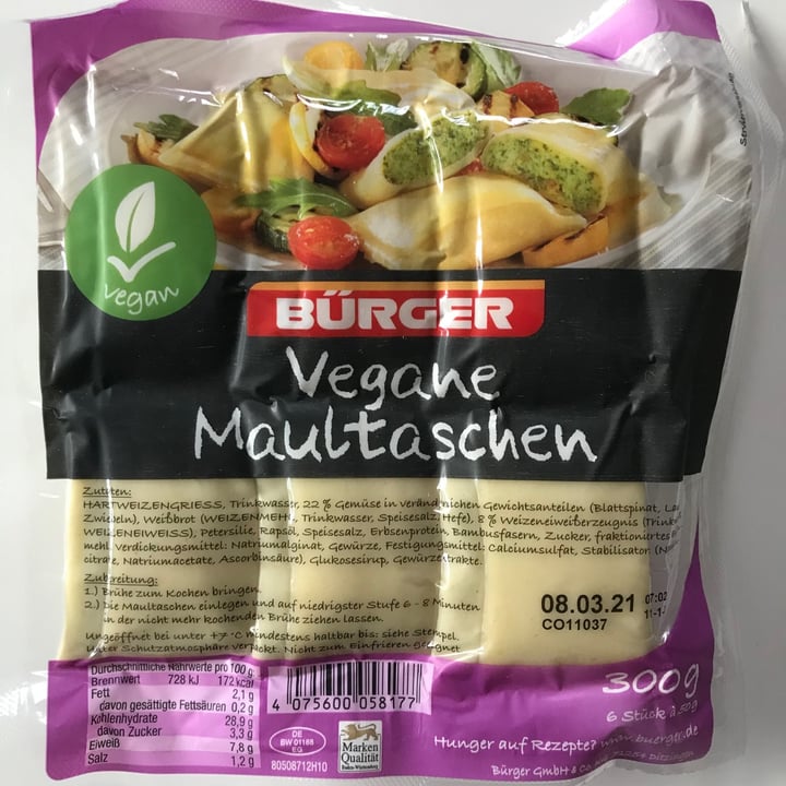 photo of Bürger Maultaschen Vegan shared by @julyn on  28 Feb 2021 - review
