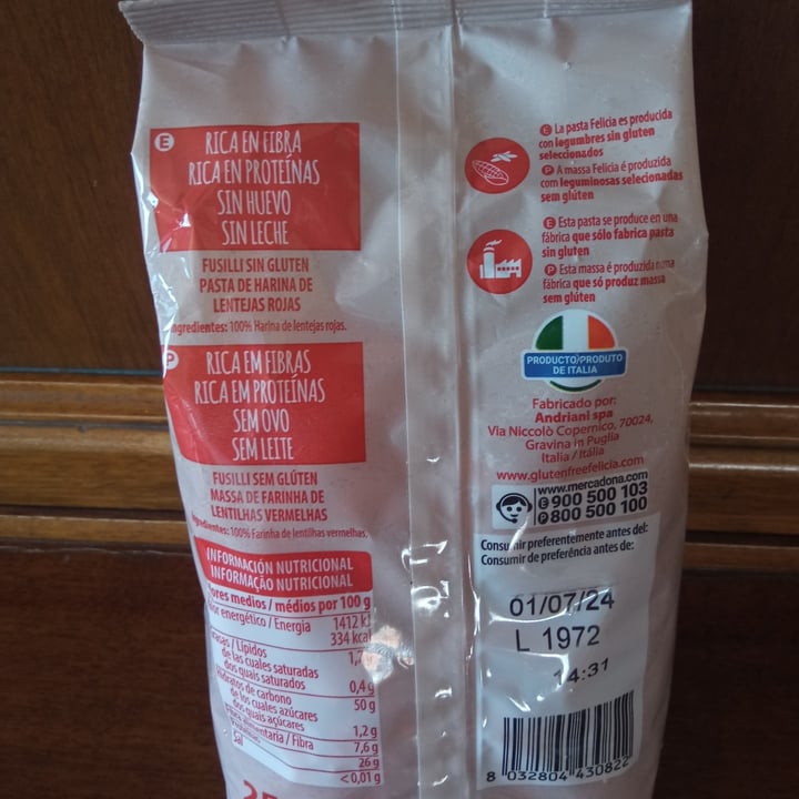 review photo of Felicia Fusili lenteja roja shared by @joacomo on 20 Aug 2022 - review