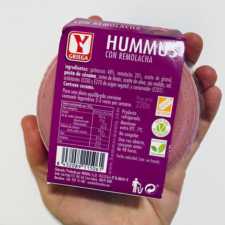 photo of Y Griega Hummus con Remolacha 220g shared by @mikelpro on  26 Feb 2021 - review