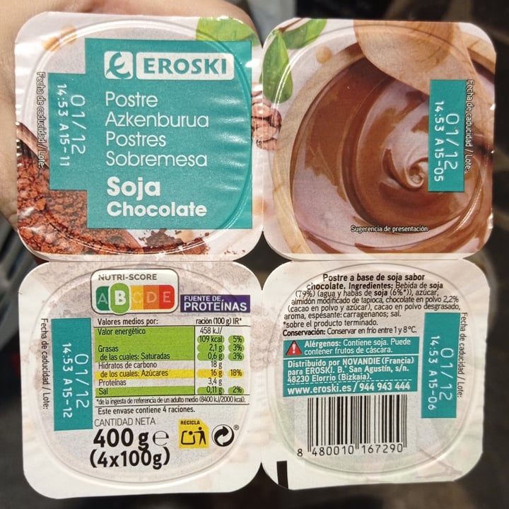 review photo of Eroski Postre Soja Chocolate shared by @flordotoxo on 13 Nov 2020 - review